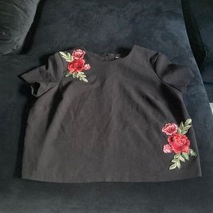 Black Flower Crop Top